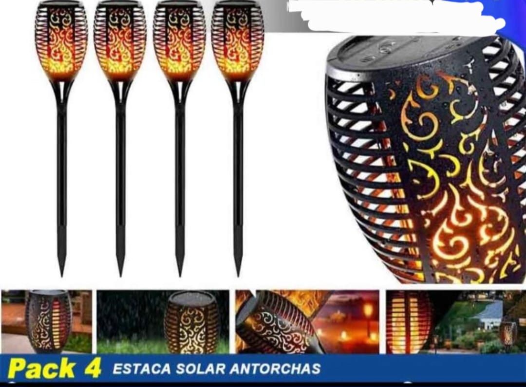 PACK DE 4 ANTORCHAS 🕯️SOLARES 🌞- HAZ TU HOGAR MÁS HERMOSO 🌃 Y AHORRA ENERGÍA 🔌